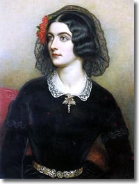 A portrait of Lola Montez.  Source:  Collections of Blutenburg Castle, Bavaria, Germany.