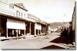 Mill Street in Grass Valley, California, in 1870s.  Delano’s office was located on this street.  Source:  California State Library.