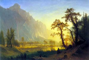 Sunrise at Yosemite Valley painting by Bierstadt