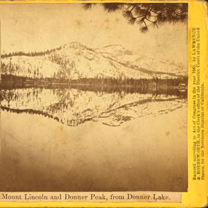 Reflection of Donnor Lake and Mount Lincoln - stereoscope Click to enlarge