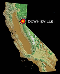 Location of Downieville in California