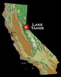 Map of where Lake Tahoe is located