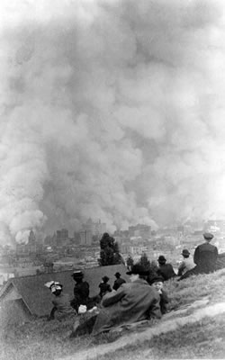 San Francisco fire after earthquake